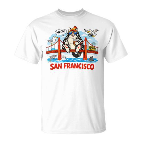San Francisco Cat Golden Gate Bridge Book Lover Premium Tri-Blend T-Shirt - Bookorys AU