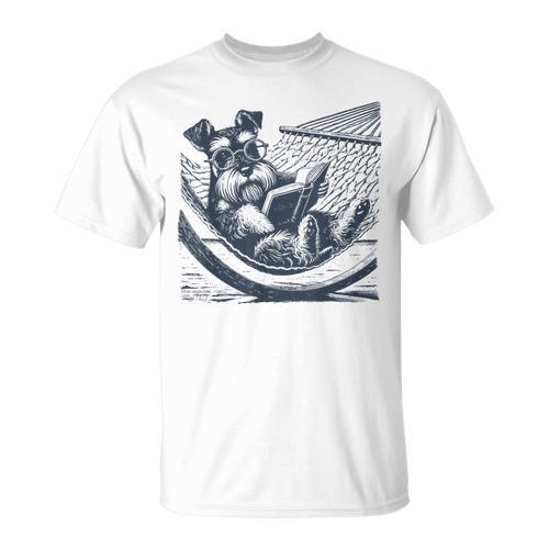 Schnauzer Hammock Reading Book Schnauzer Glasses T-Shirt - Bookorys DE