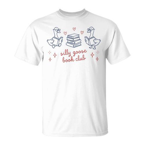 Silly Goose Book Club Cute Geese Reading Bookworms Readers T-Shirt - Bookorys