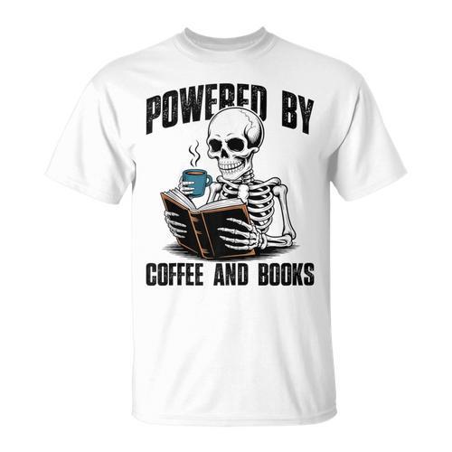 Skeleton Reading Book With Coffee T-Shirt - Bookorys AU