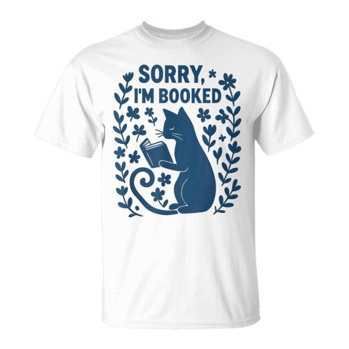 Sorry I'm Booked Cat Reading Book Boho Flowers Vintage T-Shirt - Bookorys CA