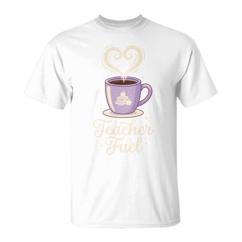 Teacher Fuel Coffee Cup Books Apples Educator T-Shirt - Bookorys CA