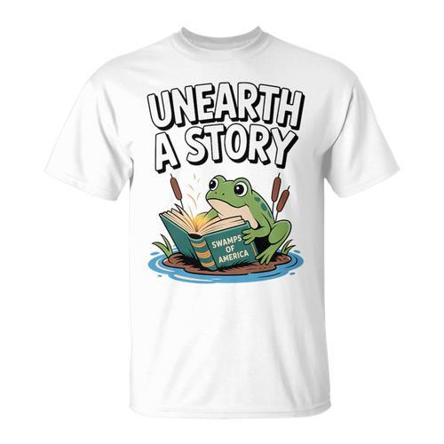Unearth a Story Frog Reading a Book Summer 2026 Premium Tri-Blend T-Shirt - Bookorys UK