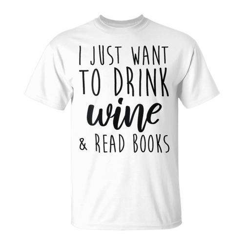Women's Drink Wine And Read Books Bookish Book Lover T-Shirt - Bookorys CA