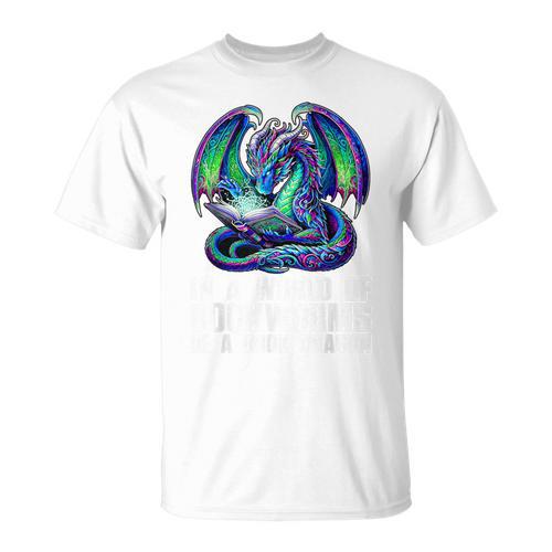In a World Of Bookworms Be a Book Dragon Reading T-Shirt - Bookorys UK