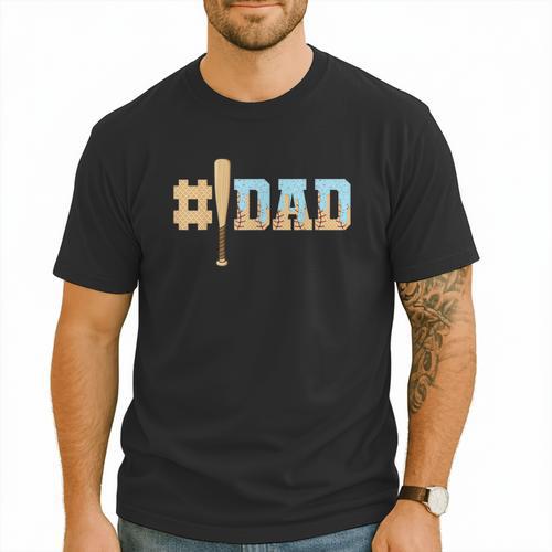1 Dad Baseball Ice Cream Drip Fathers Day Baseball Daddy Men T-Shirt - Sportilla