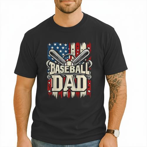 Baseball Dad American USA Flag Dada Men Baseball Fathers Day Men T-Shirt - Sportilla
