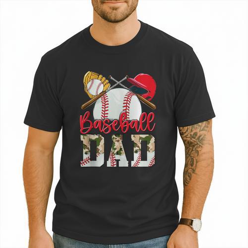 Baseball Dad Camo Husband Fathers Day Player Coach Dad Son Men T-Shirt - Sportilla