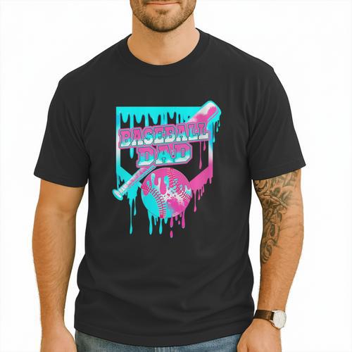 Baseball Dad Home Plate Ice Cream Drip Father's Day Men T-Shirt - Sportilla