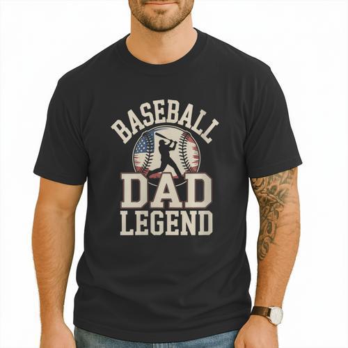 Baseball Dad Retro American Flag Style Men T-Shirt - Sportilla