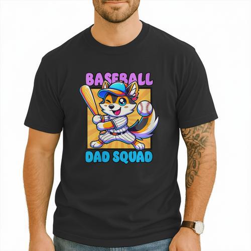 Baseball Dad Squad Fox On The Bat Men T-Shirt - Sportilla