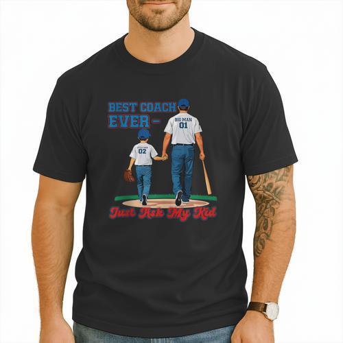 Best Coach Ever Fathers Day Baseball Dad Papa Sports Lover Men T-Shirt - Sportilla
