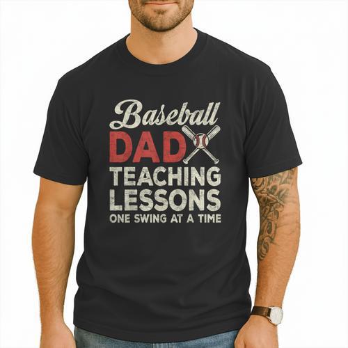 Dad Baseball Dad Teaching Lessons One Swing At A Time Men T-Shirt - Sportilla