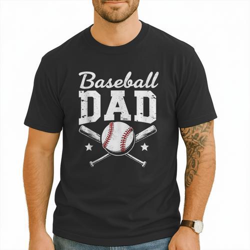 Fathers Cute Vintage Baseball Dad Sport Lovers Batter Player Men T-Shirt - Sportilla