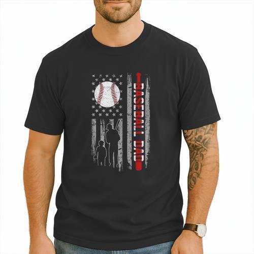 Father's Day USA Flag Patriotic Baseball Dad Men T-Shirt - Sportilla