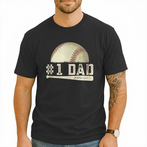 Number One Baseball Dad Fathers Day Baseball Player Dad Papa Men T-Shirt - Sportilla
