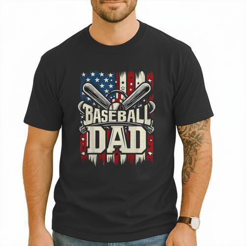 Retro American Flag Baseball Dad Father's Day Men T-Shirt - Sportilla