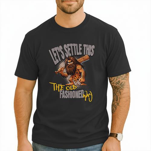 Stoneage Caveman Neolithic History Baseball Dad Father Men T-Shirt - Sportilla