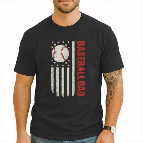 Vintage Baseball DAD American Flag Fathers Day 4th Of July Men T-Shirt - Sportilla