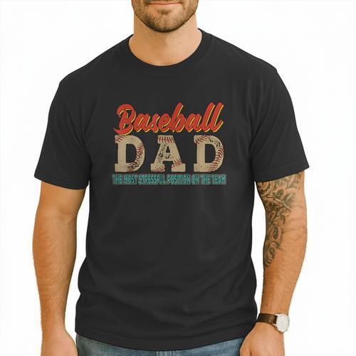 Vintage Baseball Dad Most Stressful Position On The Team Men T-Shirt - Sportilla