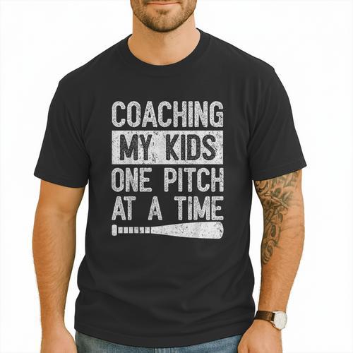 Vintage Coaching My Kids One Pitch At A Time Baseball Dad Men T-Shirt - Sportilla