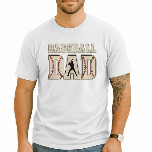 Baseball Dad Distressed Bold Stitch Graphic Sports Father Premium Men T-Shirt - Sportilla