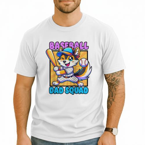Baseball Dad Squad Fox On The Bat Raglan Baseball Tee Men T-Shirt - Sportilla