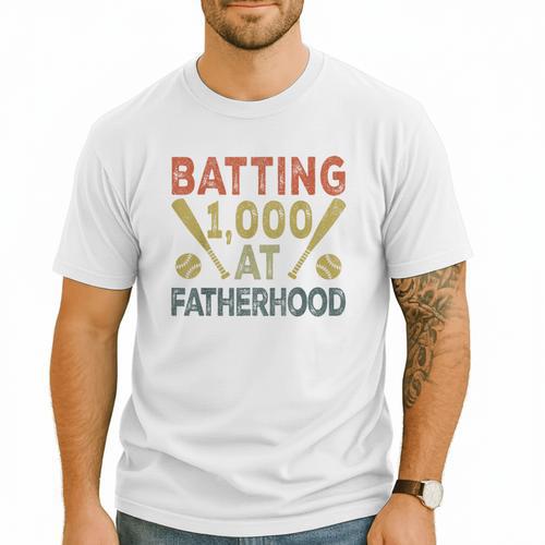 Baseball Dad Vintage Batting 1000 At Fatherhood Men T-Shirt - Sportilla