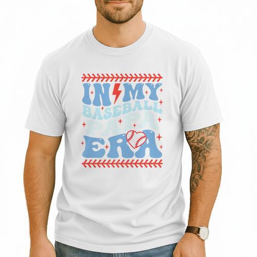 In My Baseball Papa Era Groovy Baseball Dad Family Matching Premium Men T-Shirt - Sportilla