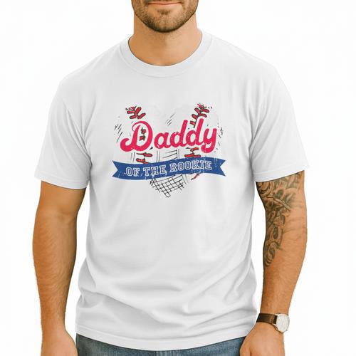 Daddy Of The Rookie Baseball Dad Retro Love Heart Birthday Premium Men T-Shirt - Sportilla