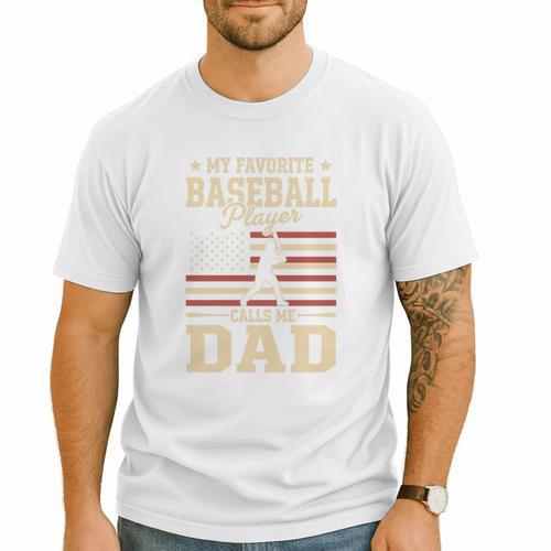 My Favorite Baseball Player Calls Me Dad Baseball Dad Premium Tri-Blend Men T-Shirt - Sportilla