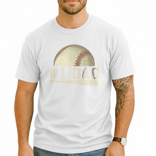 Number One Baseball Dad Fathers Day Baseball Player Dad Papa Premium Men T-Shirt - Sportilla