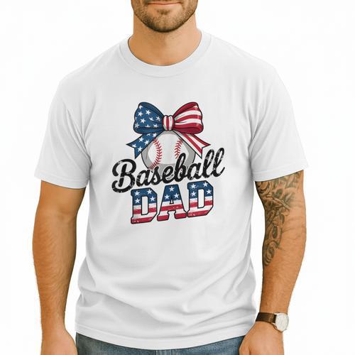 Patriotic Baseball Dad 4th Of July For All American Fathers Men T-Shirt - Sportilla