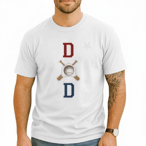 Patriotic Baseball Dad Father's Day Red Blue Star Premium Men T-Shirt - Sportilla