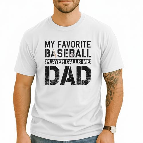 Retro Baseball Dad My Favorite Baseball Player Calls Me Dad Men T-Shirt - Sportilla
