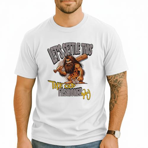 Stoneage Caveman Neolithic History Baseball Dad Father Premium Men T-Shirt - Sportilla