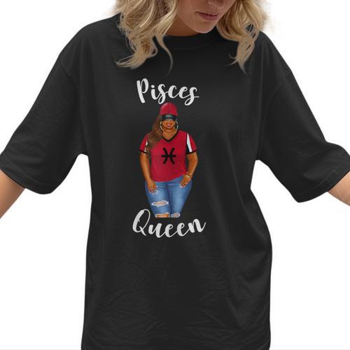 African American Baseball Mom Pisces Queen Zodiac Sign Women T-Shirt  - Sportilla