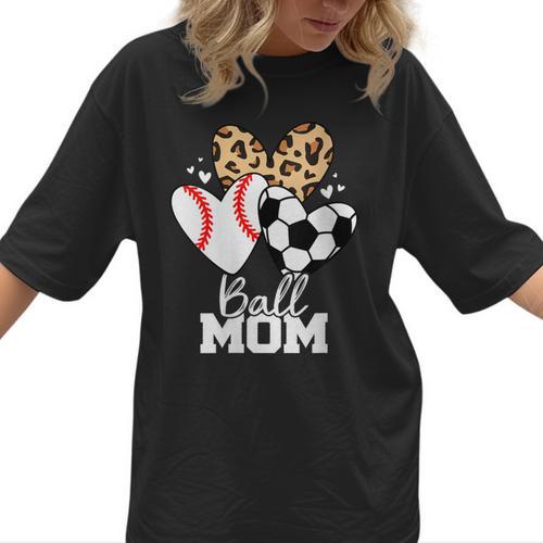 Ball Mom Soccer Baseball Mom Heart Women T-Shirt - Sportilla