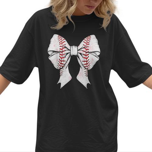 Baseball Mom Coquette Bow Mother's Day Baseball Mom Tees Women T-Shirt  - Sportilla