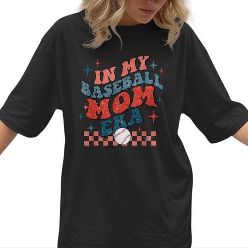 In My Baseball Mom Era Groovy Mom Baseball Mama Mother's Day Women T-Shirt - Sportilla