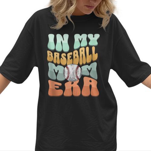 In My Baseball Mom Era Retro Groovy Style Sports Mama Women T-Shirt - Sportilla