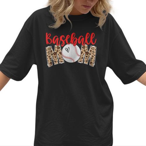 Baseball Mom Leopard Print Cute Mother's Day Sport Lover Women T-Shirt - Sportilla