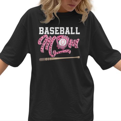Baseball Mom Pink Ribbon Breast Cancer Awareness Fighters Women T-Shirt  - Sportilla