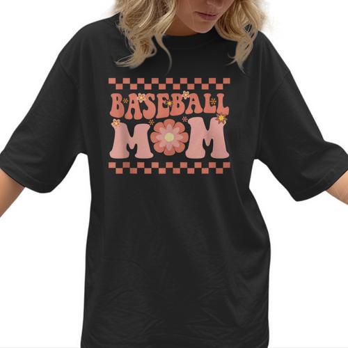 Baseball Mom Baseball Player Mama Women Groovy Women T-Shirt  - Sportilla