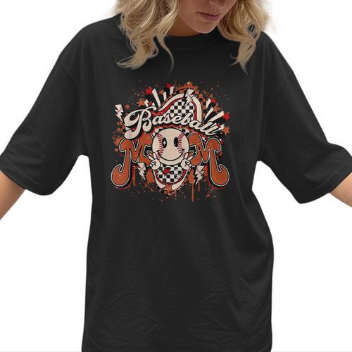 Baseball Mom Vintage Retro Groovy Sport Fan Mother Day Women T-Shirt  - Sportilla