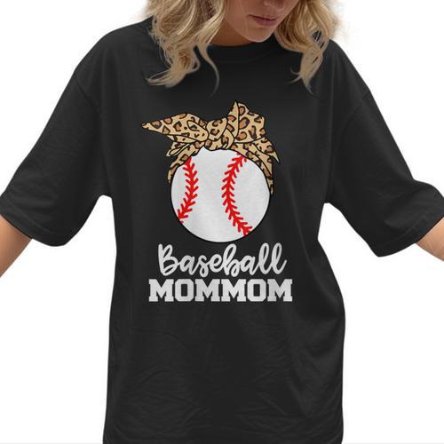 Baseball MomMom Baseball Player Leopard Mom Mom Women T-Shirt - Sportilla