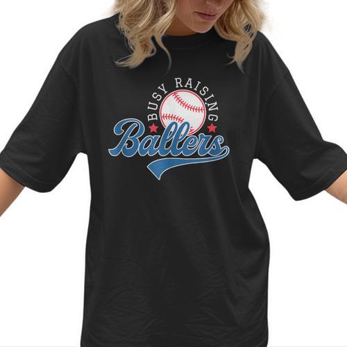 Busy Raising Ballers Baseball Mom Group Tee Women T-Shirt  - Sportilla