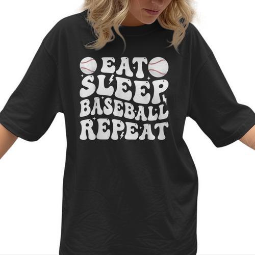 Eat Sleep Baseball Repeat Baseball Lover Baseball Mom Girls Women T-Shirt  - Sportilla