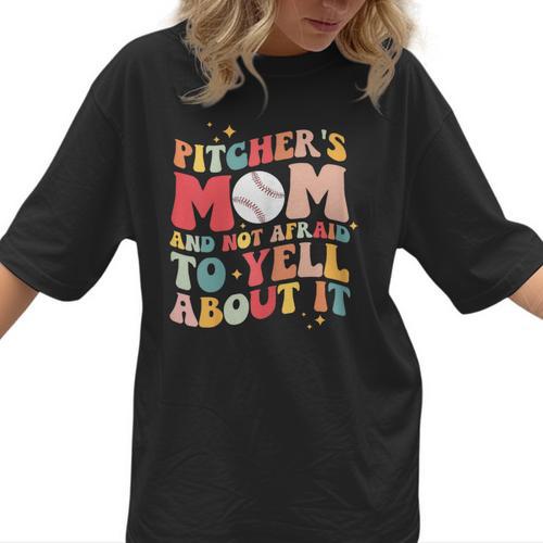 Groovy Ptchers Baseball Mom And Not Afraid To Yell About It Women T-Shirt - Sportilla