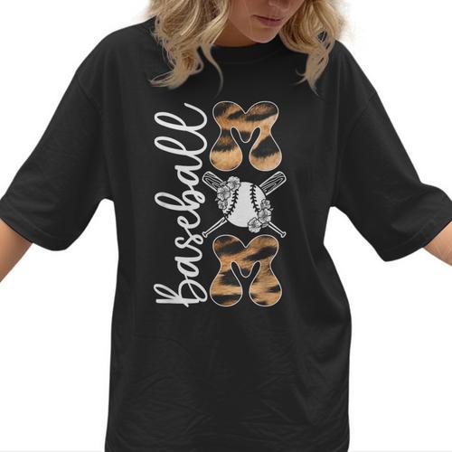 Happy Mother's Day Baseball Mom Leopard Softball Lover Women T-Shirt - Sportilla